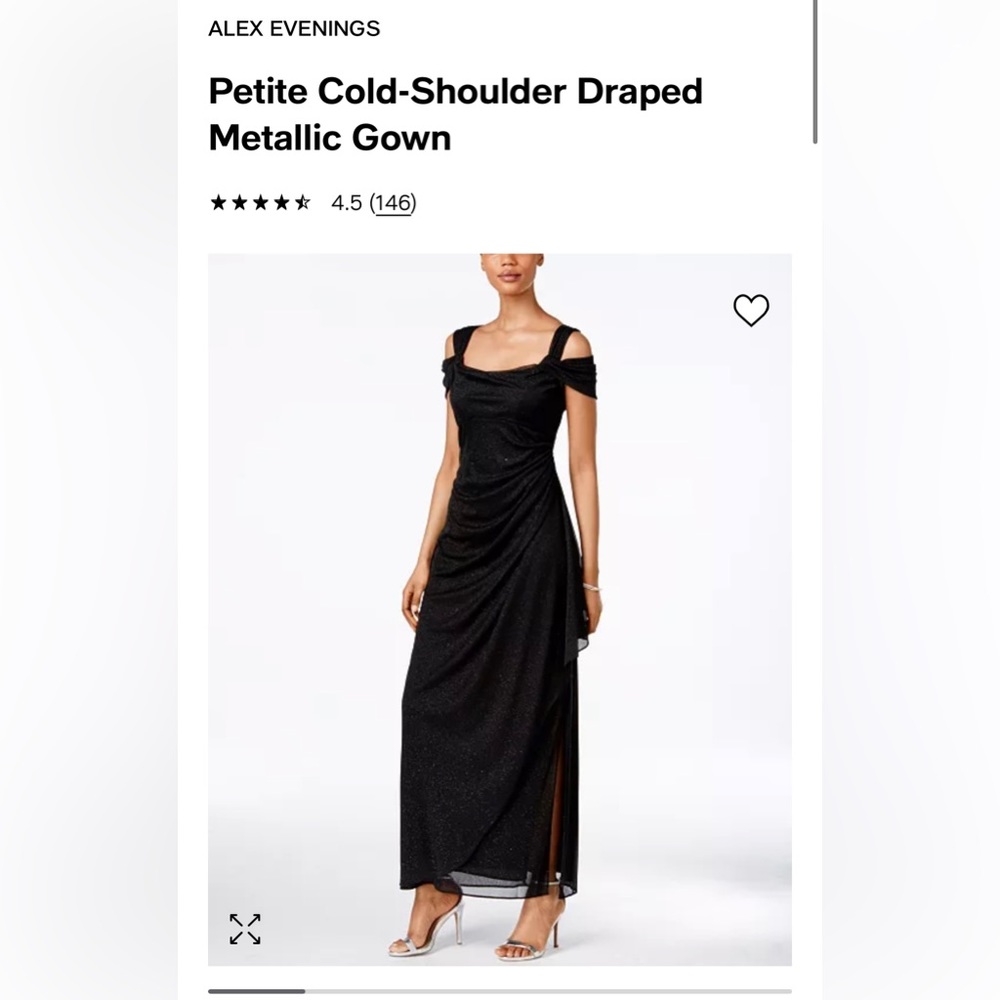 Petite Cold-Shoulder Draped Metallic Gown